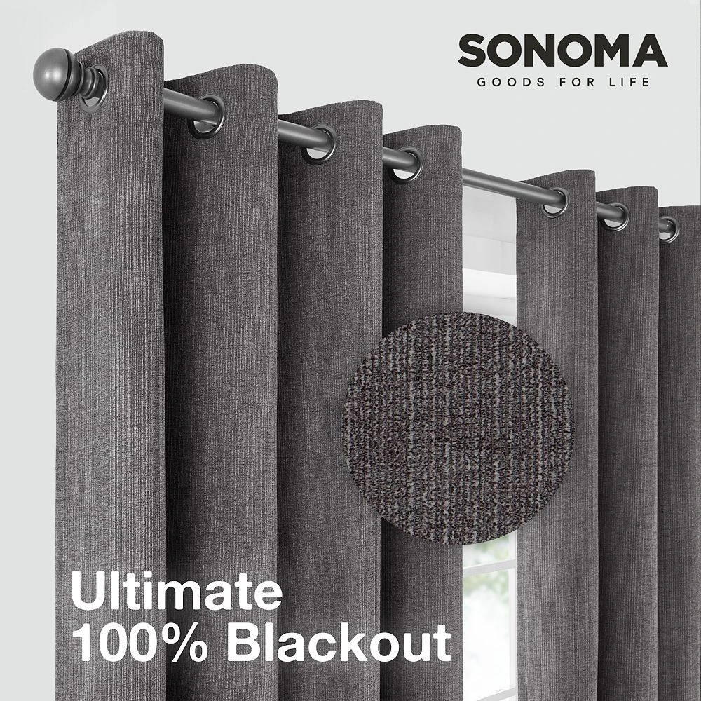Sonoma Goods For Life® Ultimate Performance Distressed Chenille 100% Blackout 2-pk Curtain 5 Sonoma Goods For Life® Ultimate Performance Distressed Chenille 100% Blackout 2-pk Curtain - Image 3