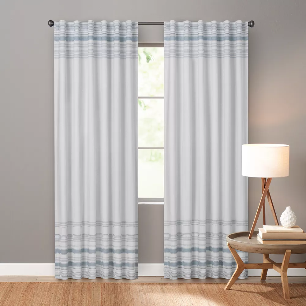Sonoma Goods For Life® Ultimate Performance 2-Pack Blue Border 100% Blackout Curtain 3 Sonoma Goods For Life® Ultimate Performance 2-Pack Blue Border 100% Blackout Curtain