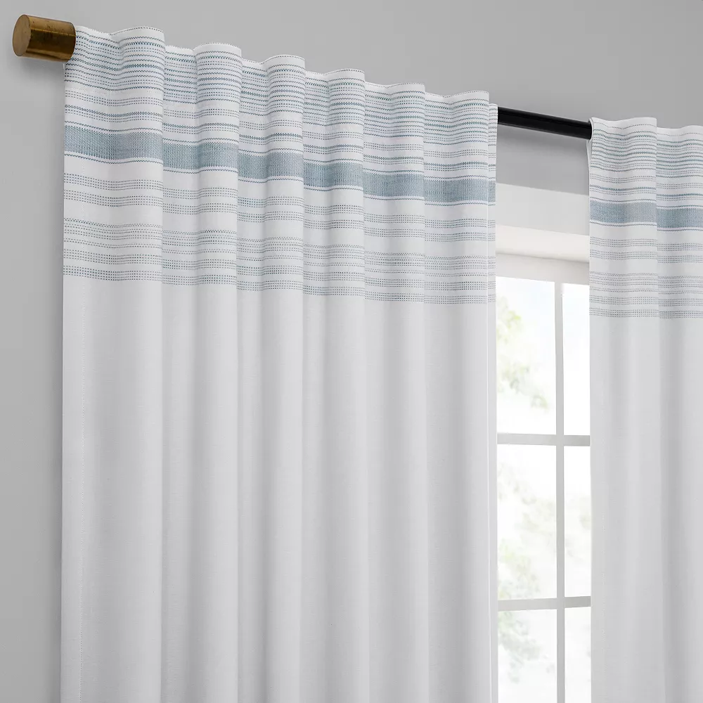 Sonoma Goods For Life® Ultimate Performance 2-Pack Blue Border 100% Blackout Curtain 4 Sonoma Goods For Life® Ultimate Performance 2-Pack Blue Border 100% Blackout Curtain - Image 2