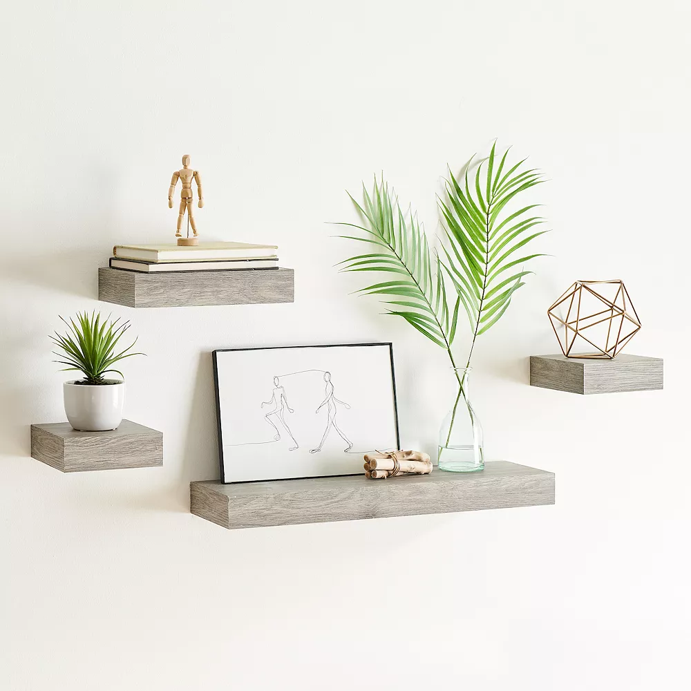 Sonoma Goods For Life® Gray Wash Ledge Wall Shelf 4-piece Set 4 Sonoma Goods For Life® Gray Wash Ledge Wall Shelf 4-piece Set - Image 2