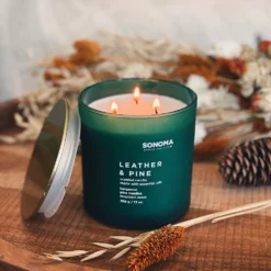 Sonoma Goods For Life® Leather & Pine 13-oz. Candle Jar -home decoration 5644202 ALT