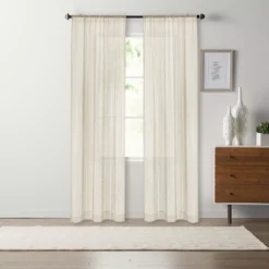 Sonoma Goods For Life® Open Weave Stripe Sheer Set Of 2 Window Curtain Panels