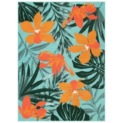 Sonoma Goods For Life® Indoor/Outdoor Aqua Tropical Floral Rug