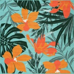 Sonoma Goods For Life® Indoor/Outdoor Aqua Tropical Floral Rug -home decoration 5864808 ALT2