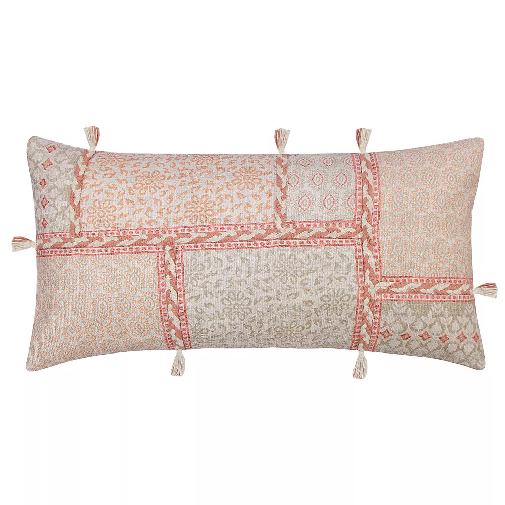 Sonoma Goods For Life® Coral & Tan Block Print Ultimate Feather Fill Tasseled Throw Pillow 3 Sonoma Goods For Life® Coral & Tan Block Print Ultimate Feather Fill Tasseled Throw Pillow